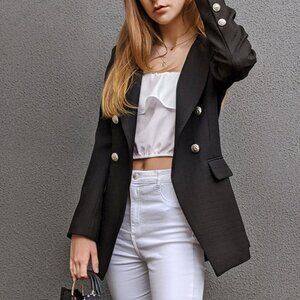 Princess Polina Textured Weave Blazer, Black, Large